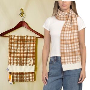 Timberland Acrylic Wheat Brown & Cream Plaid Scarf NWT Buffalo Plain Lumberjack